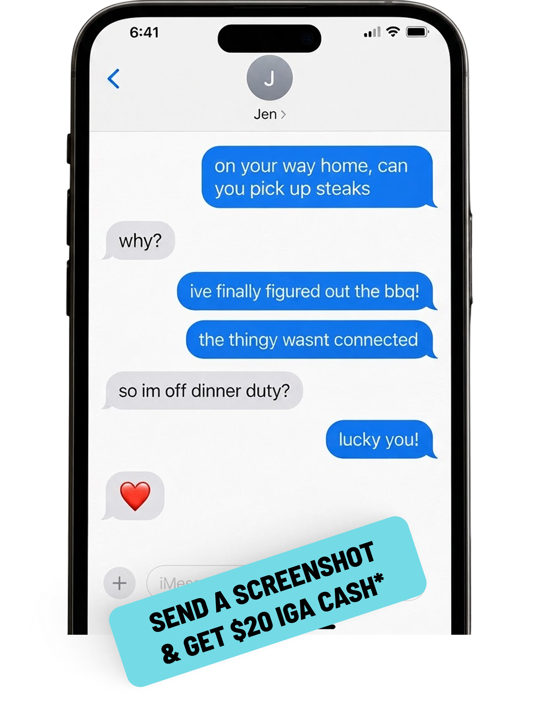 Send a screenshot of your text to get $20 cashback